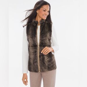 Chico’s ZENERGY Faux-Fur tan Vest women’s Size Small (Chico’s 0) EUC